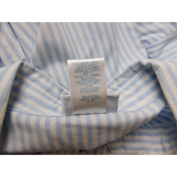 Vicky Wayne Shirt 12 Large Blue White Stripes Embroidered Flowers Long Sleeve - Picture 7 of 7